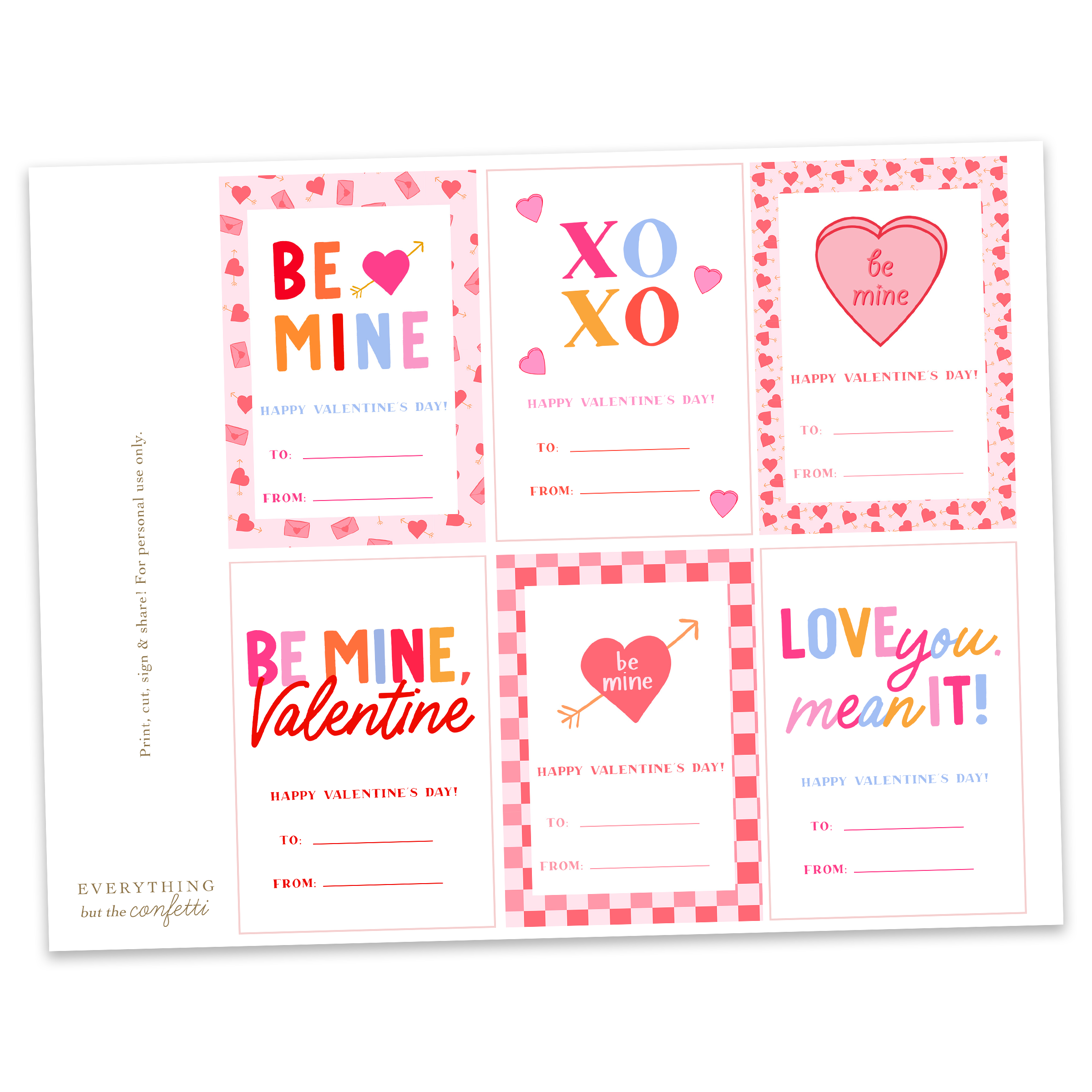 Printable Valentine's Day Cards – Everything But The Confetti
