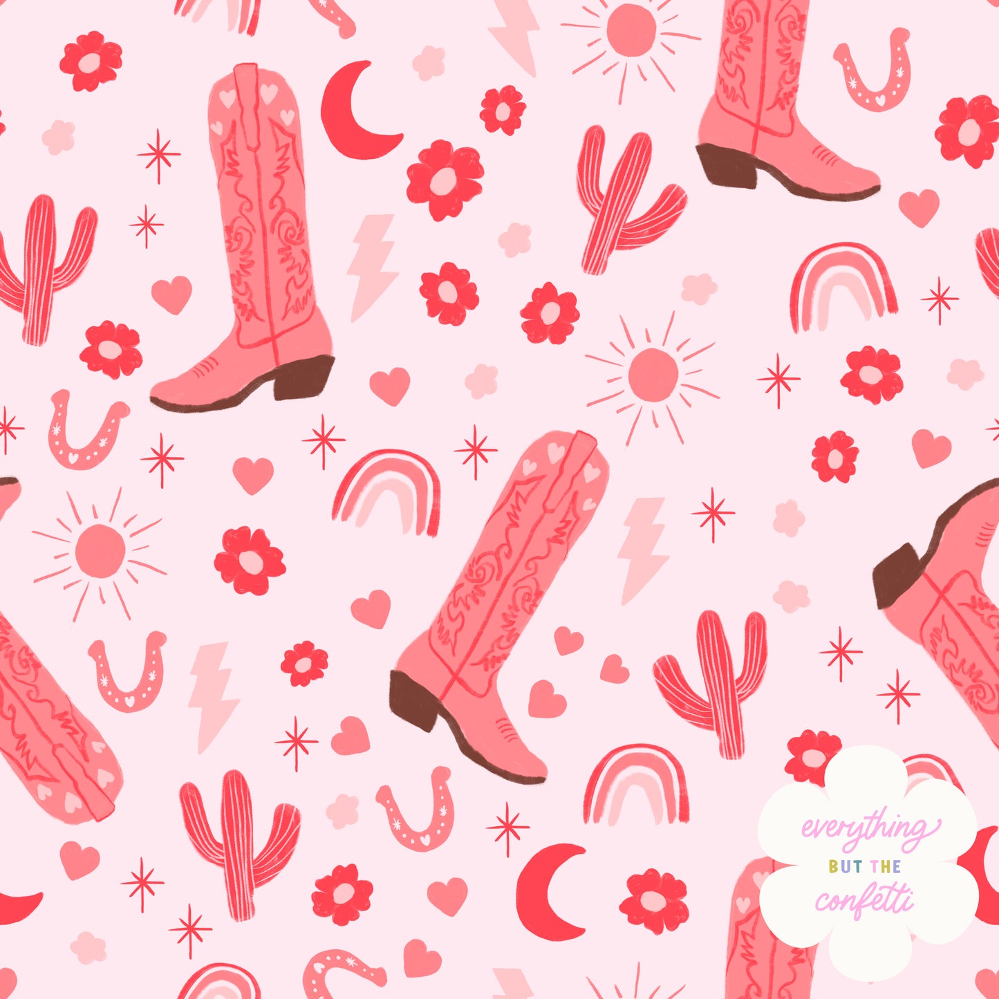 "Shoulda Been A Cowgirl" (Peachy) Seamless Digital Pattern