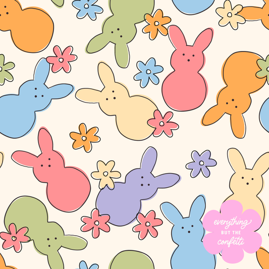 "Easter Bunny Blooms" Seamless Digital Pattern