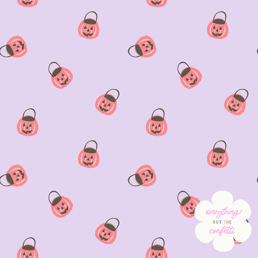 "Pumpkin Baskets" (Lilac) Seamless Digital Pattern