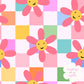 "Smiley Flower Power Check" Seamless Digital Pattern