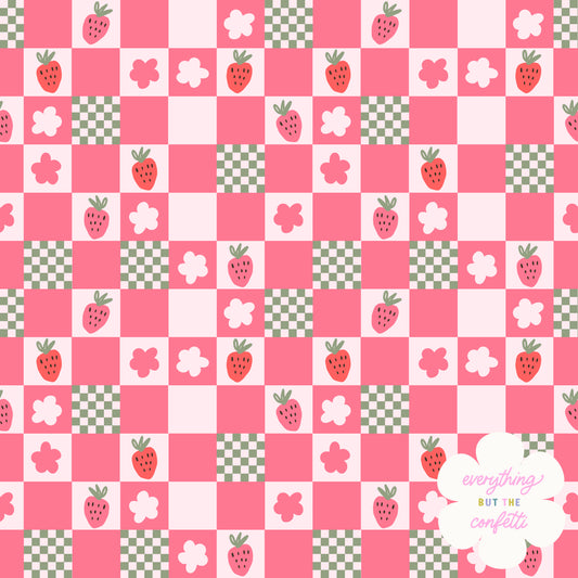 "Strawberry Picnic" Seamless Digital Pattern