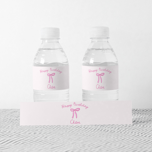 Bows Water Bottle Label Template