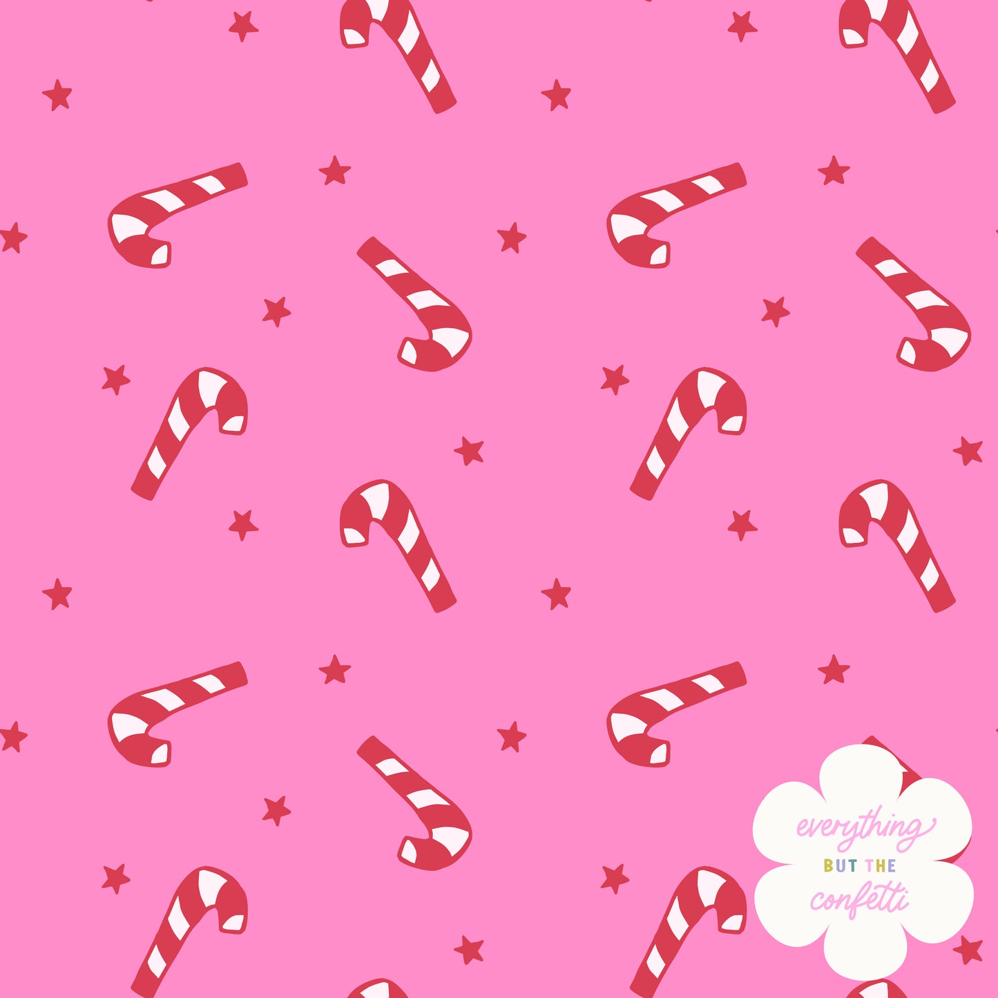 "Candy Cane Dreams" (Pink) Seamless Digital Pattern