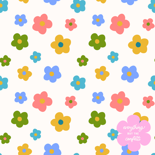 "Cheerful Blooms" Seamless Digital Pattern