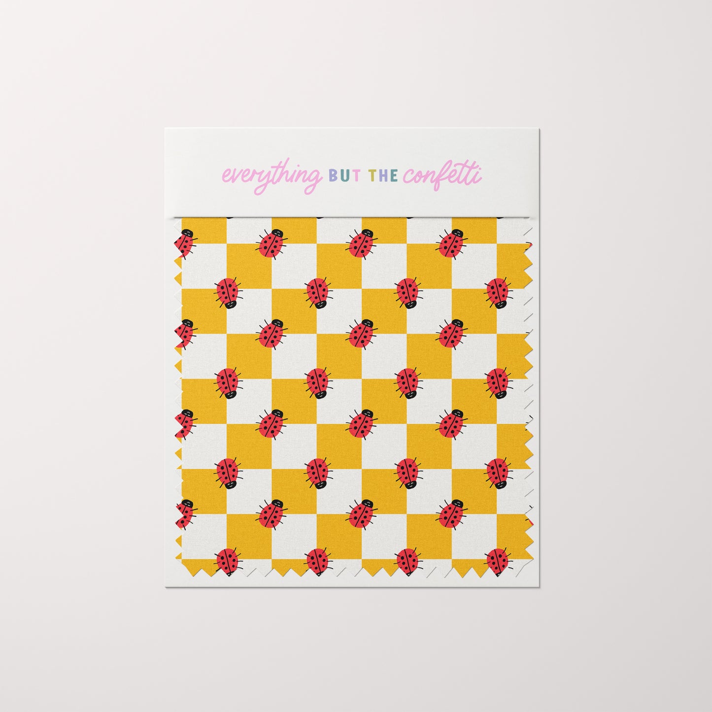 "Checkered Ladybugs" (Yellow) Seamless Digital Pattern