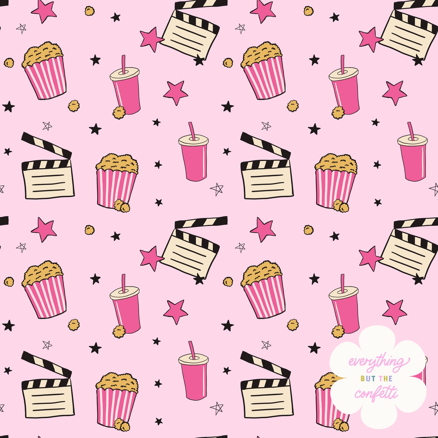 "Movie Night" (Pink) Seamless Digital Pattern