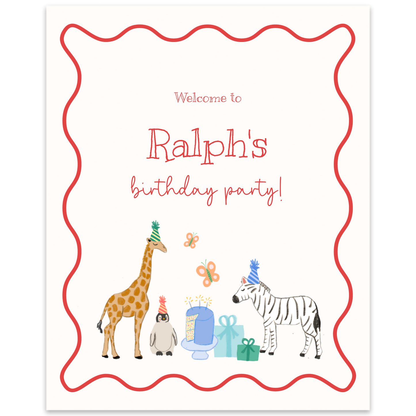 Party Animals (Red) Party Sign Template