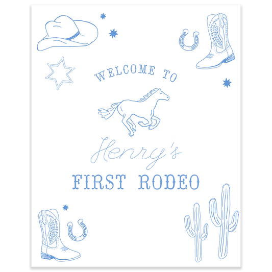 Wild West (Blue) Party Sign Template