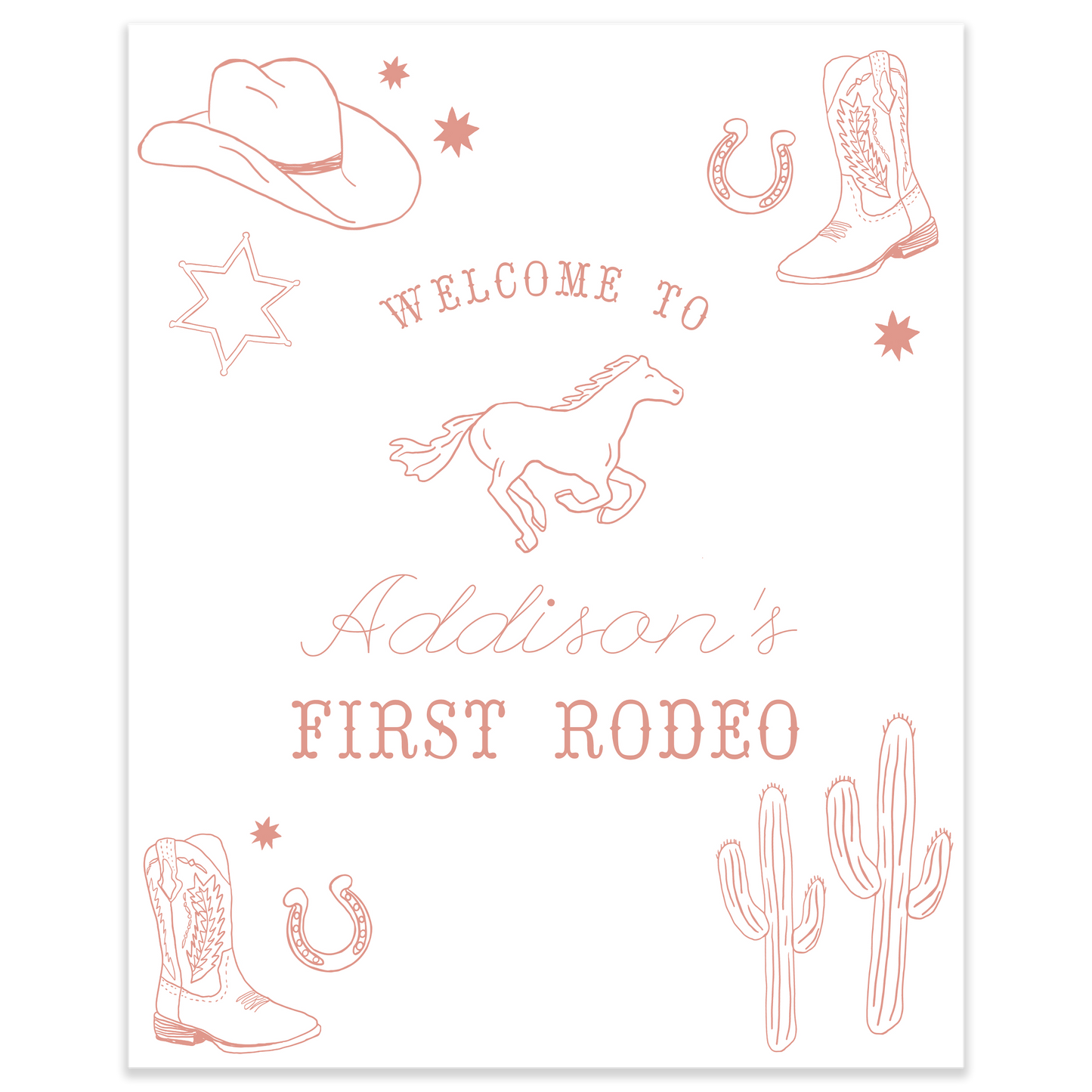 Wild West (Pink) Party Sign Template