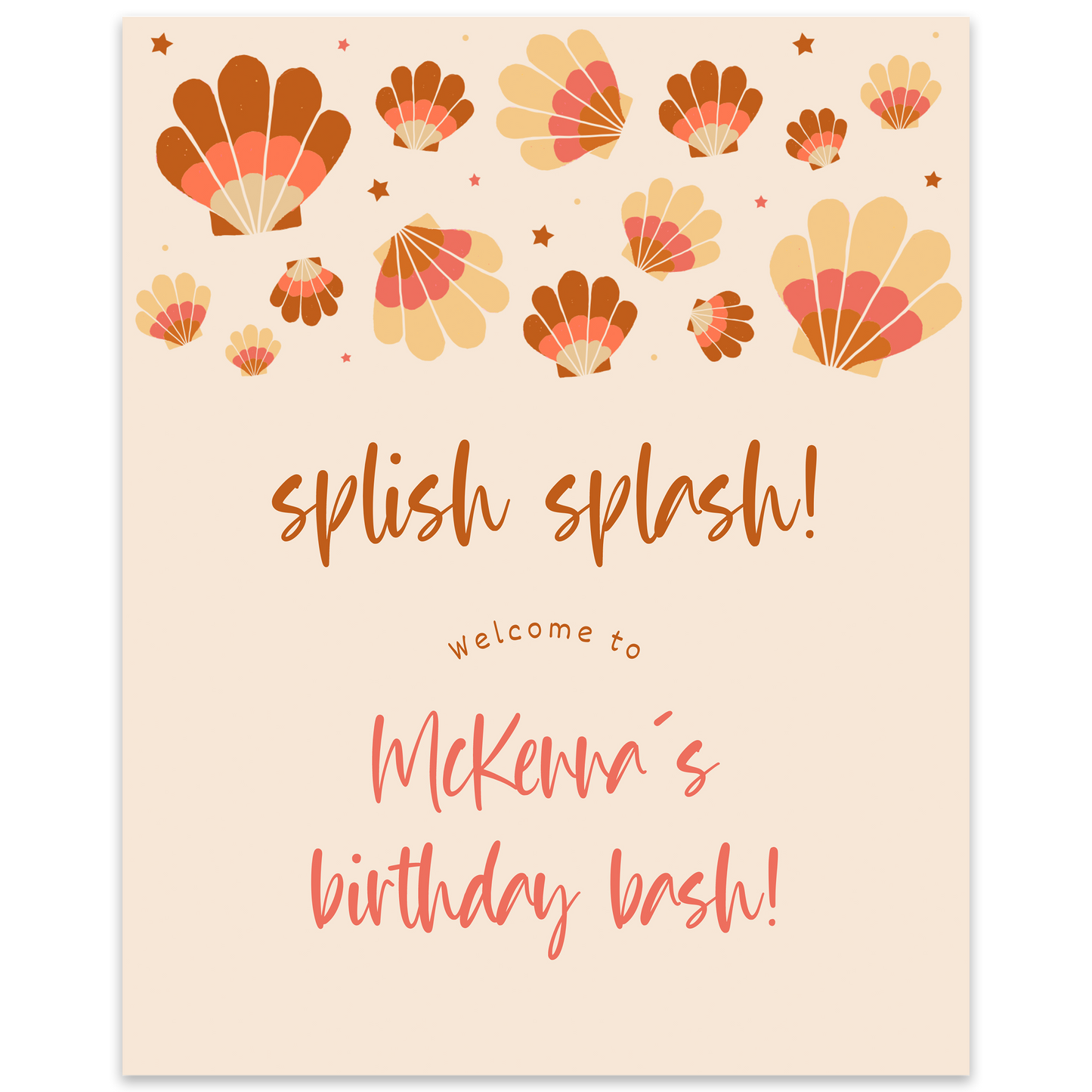 Seashells Party Sign Template