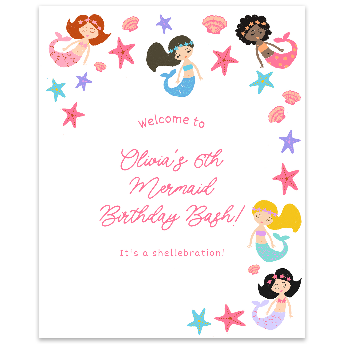 Mermaids Party Sign Template
