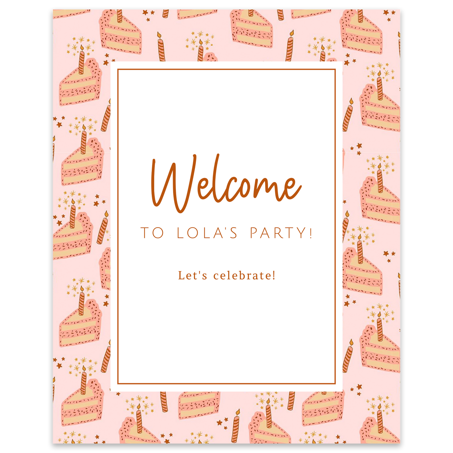 Birthday Cake (Pink) Party Sign Template