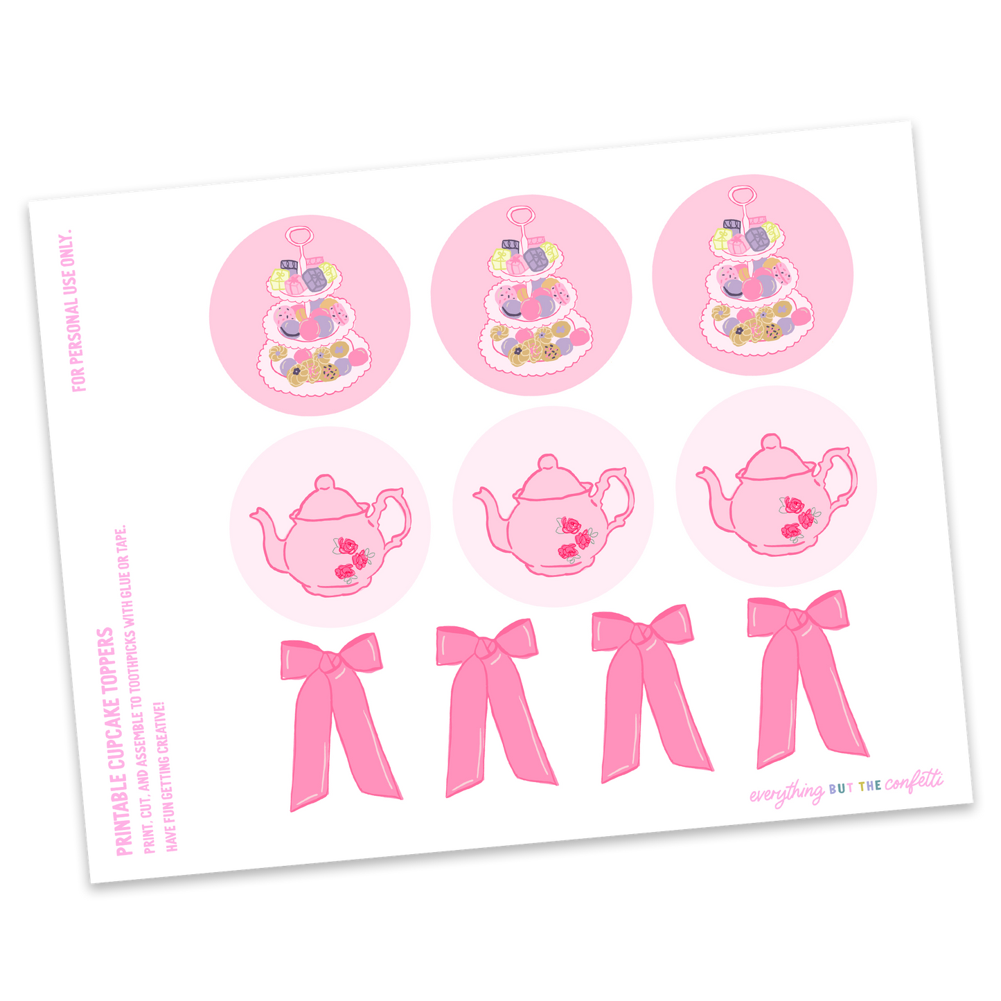 Let's Partea Printable Cupcake Toppers