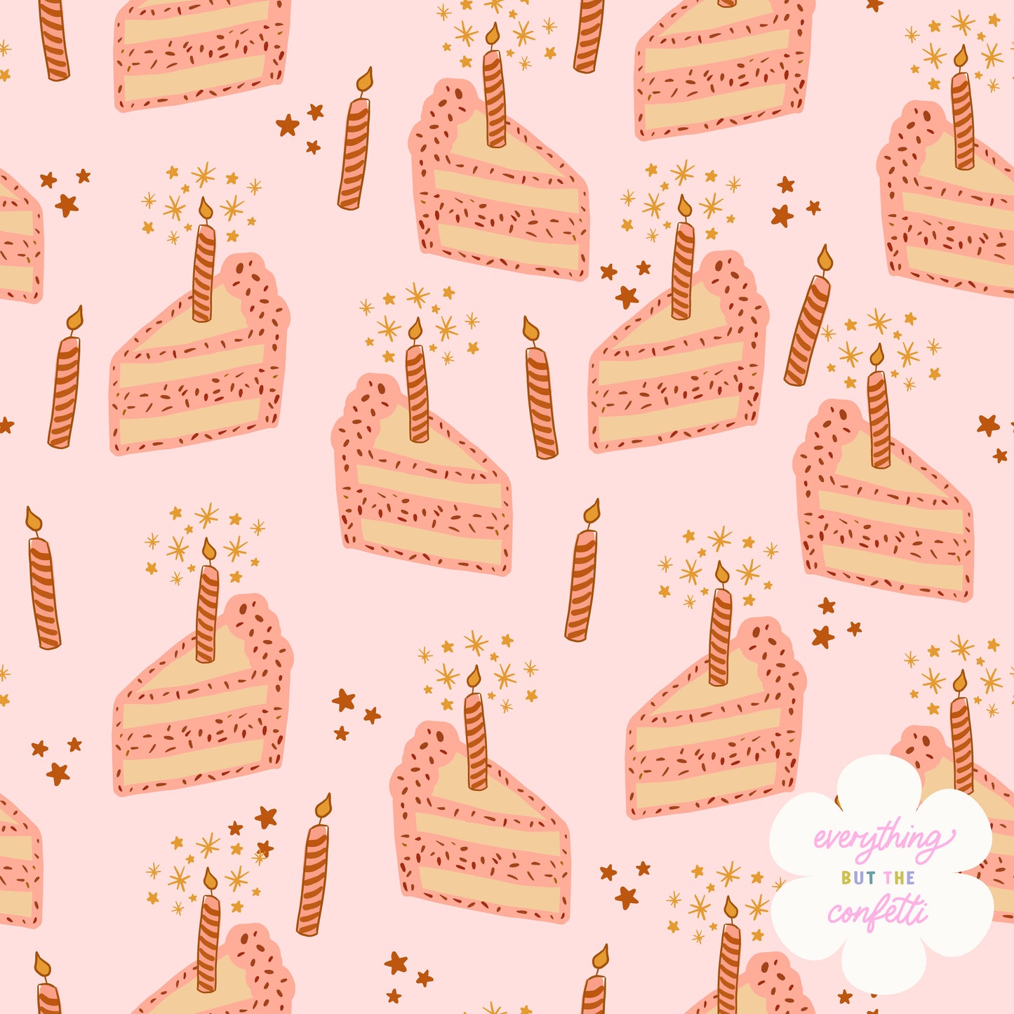 "Birthday Cake" (Pink) Seamless Digital Pattern