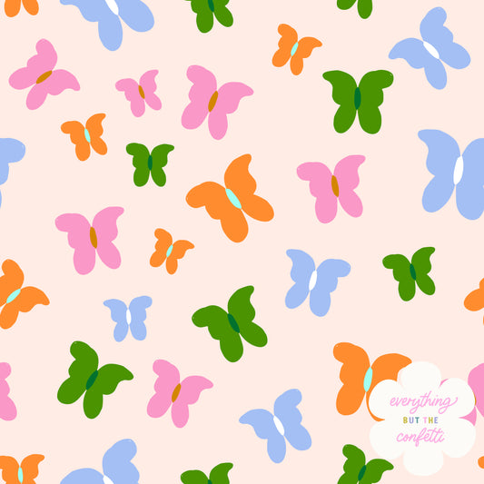 "Butterfly Garden" (Joyful Palette) Seamless Digital Pattern