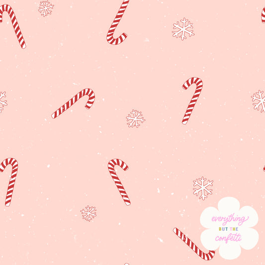 "Candy Cane Flurries" (Pink) Seamless Digital Pattern