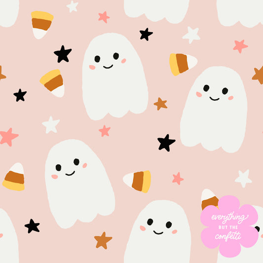 "Cute Little Ghosts" (Pink) Seamless Digital Pattern