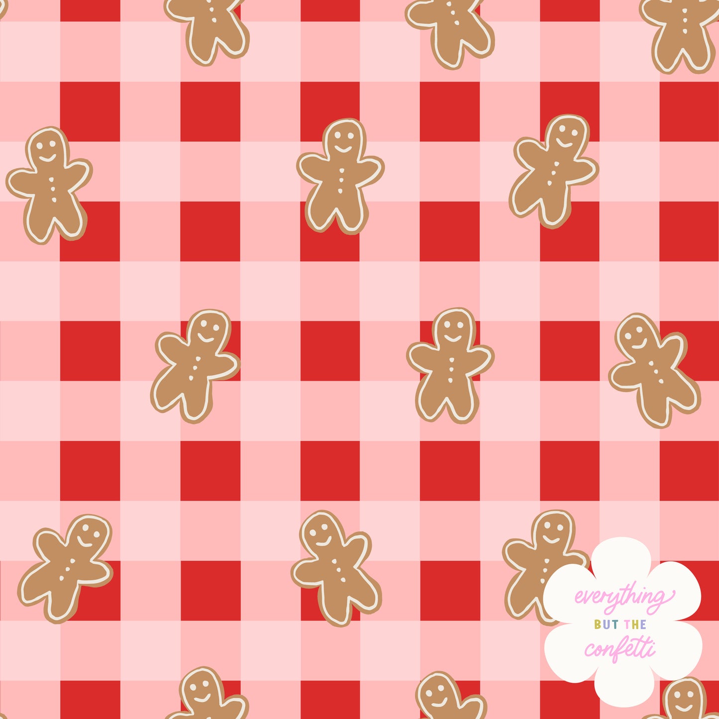 "Gingerbread Gingham" Seamless Digital Pattern
