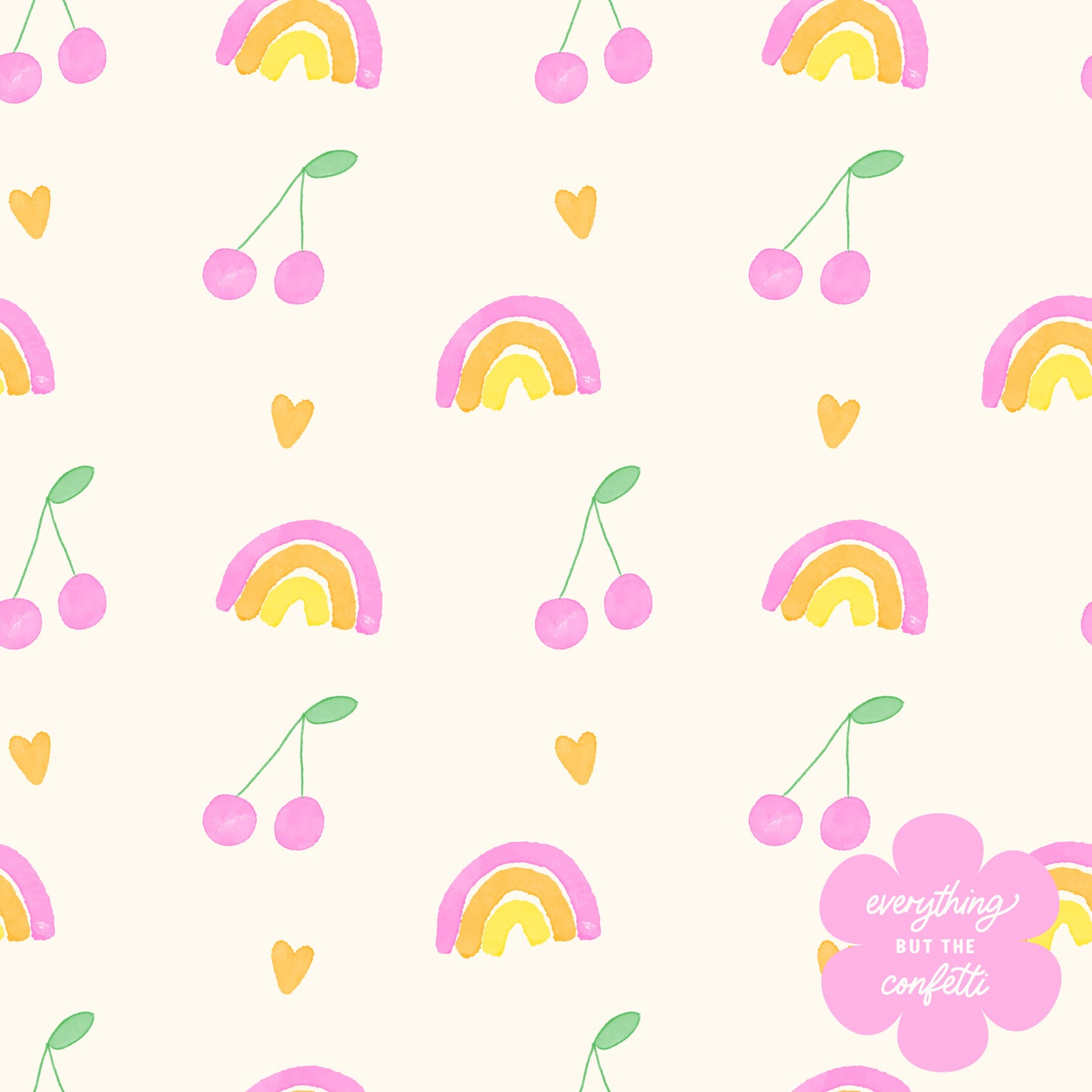 "Rainbow Cherry" Seamless Digital Pattern