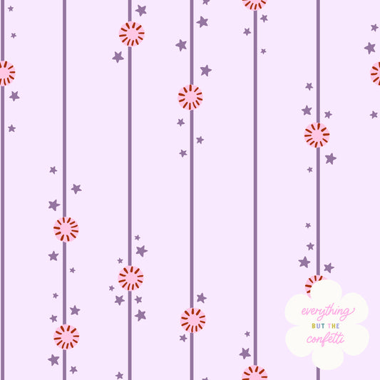 "Starry Peppermint Stripes" (Purple) Dream Seamless Digital Pattern