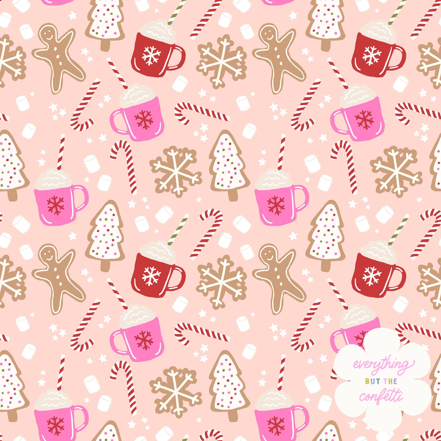 "Winter Sweets" (Pink) Seamless Digital Pattern