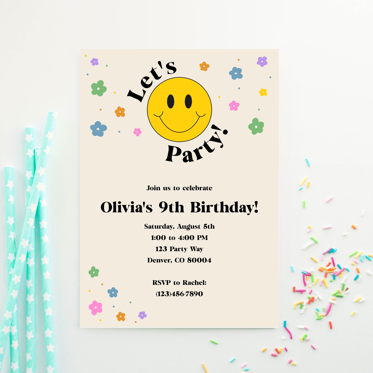 "Groovy Smiley Face" Printable Party Kit
