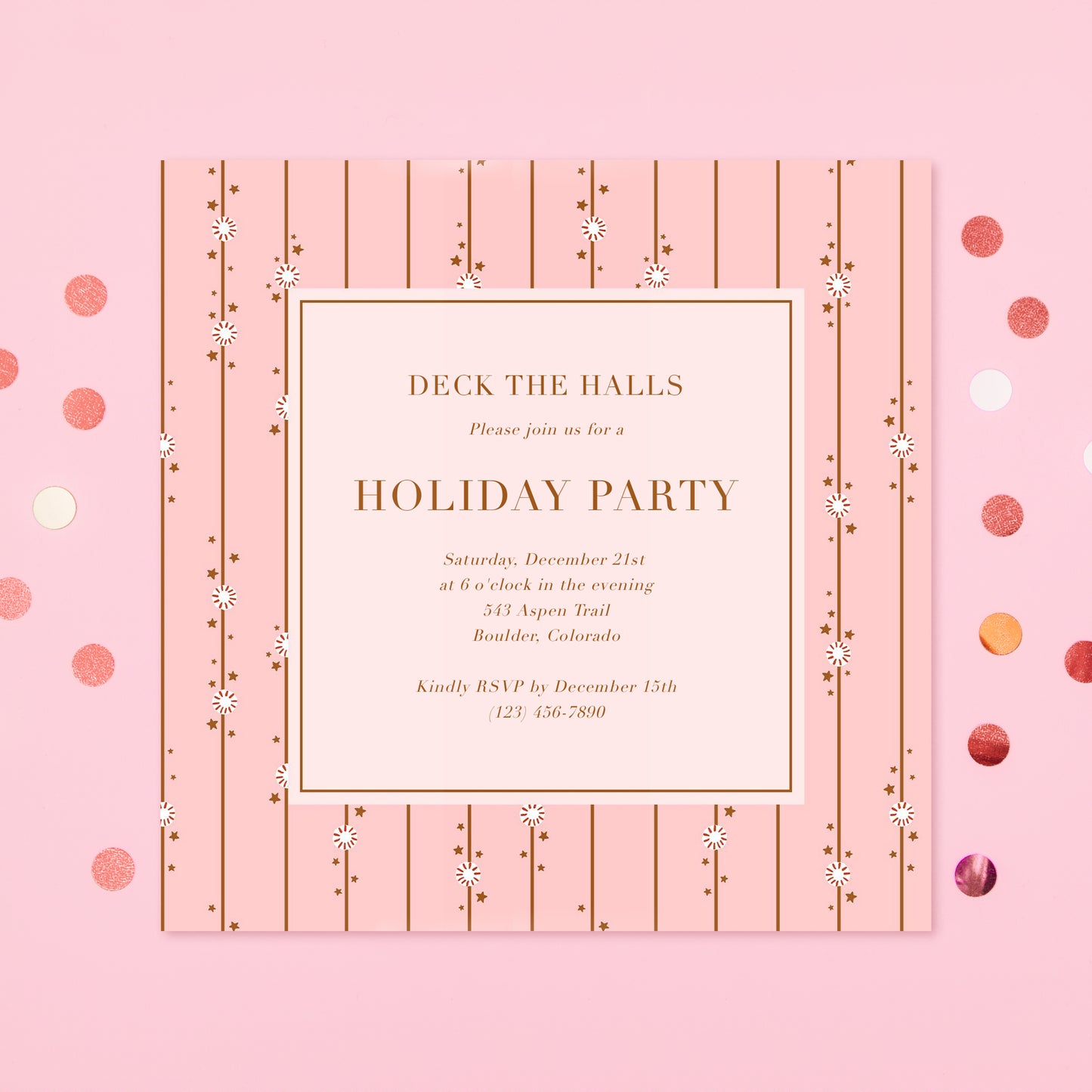 "Holiday Peppermint Stripes" DIY Invitation Template