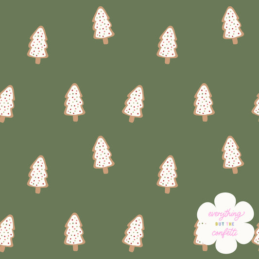 "Christmas Tree Cookies" (Green) Seamless Digital Pattern