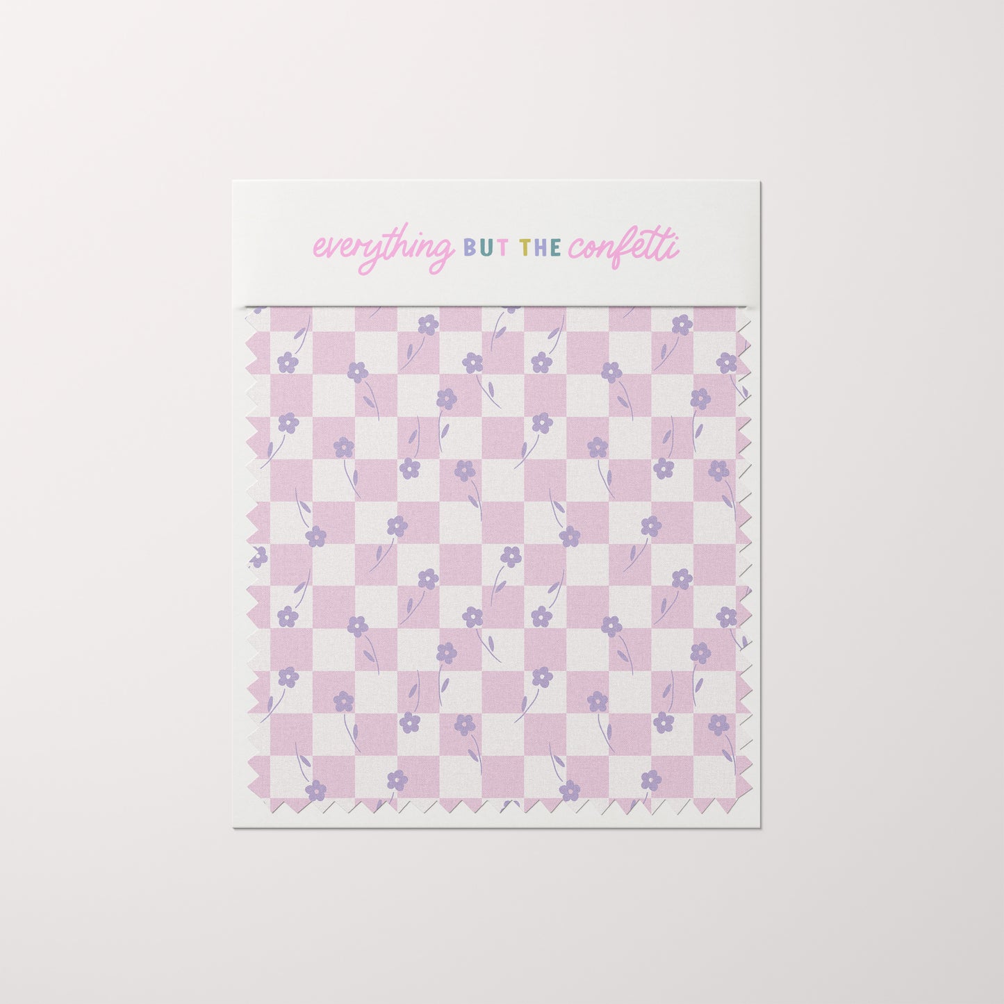 "Checkered Blooms" (Lavender) Seamless Digital Pattern
