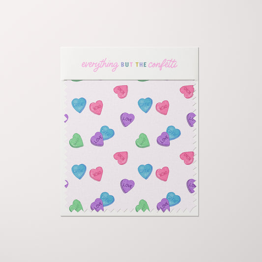 "Watercolor Conversation Hearts Candy" Seamless Digital Pattern